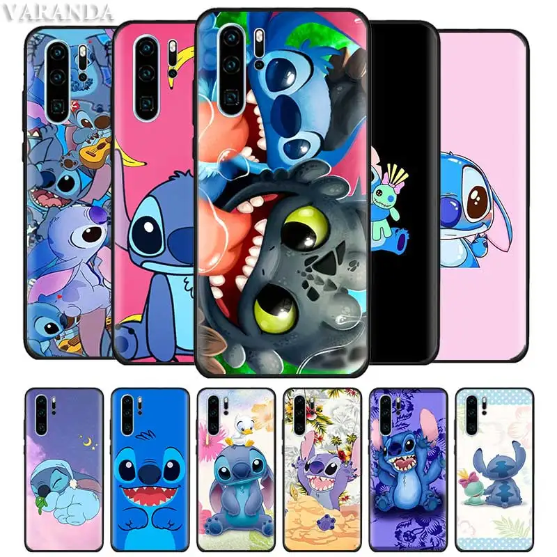 Милый мультяшный Ститч чехол для huawei P30 P20 Pro P10 P9 Lite P Smart Plus Z Черный силиконовый чехол