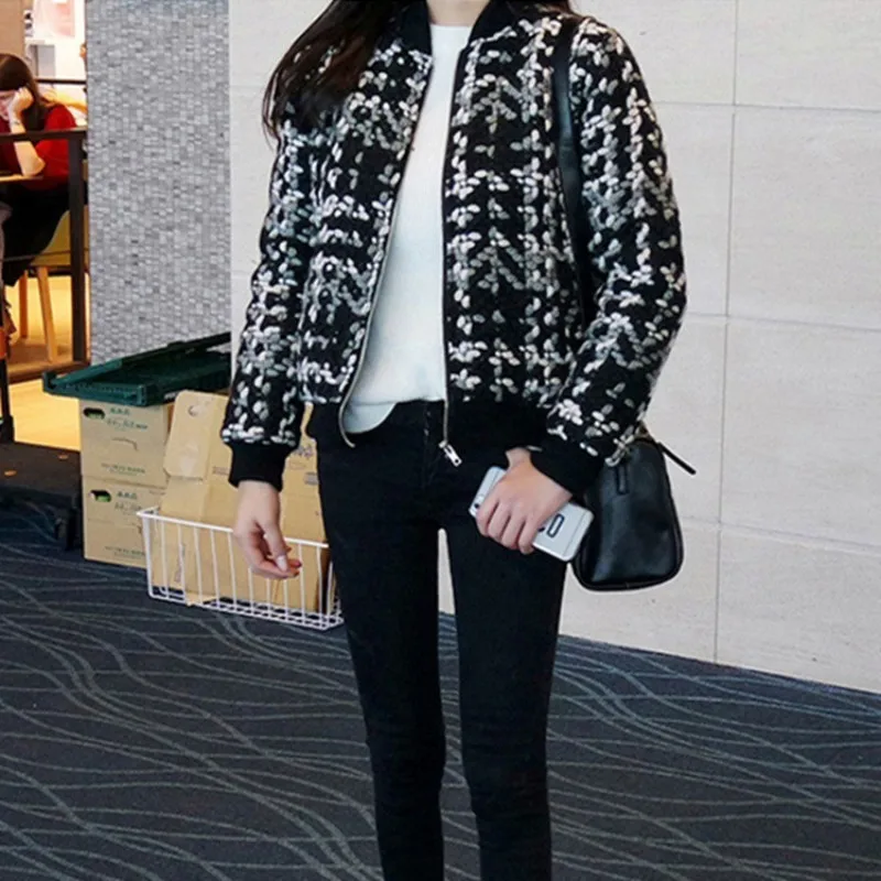 Высокая уличная мода клетчатые твидовые короткие пальто для женщин Осень зима