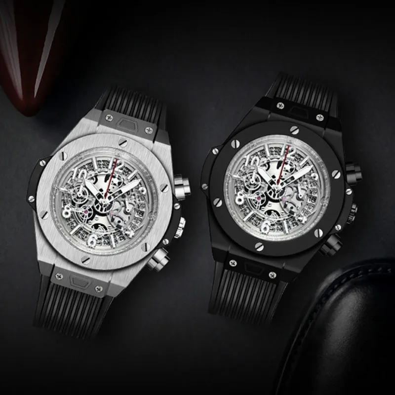 Silicone Hollow Mechanical Watch Luxury Brand Watches Automatic Luminous Fashion Men Men's Sports Wristwatch