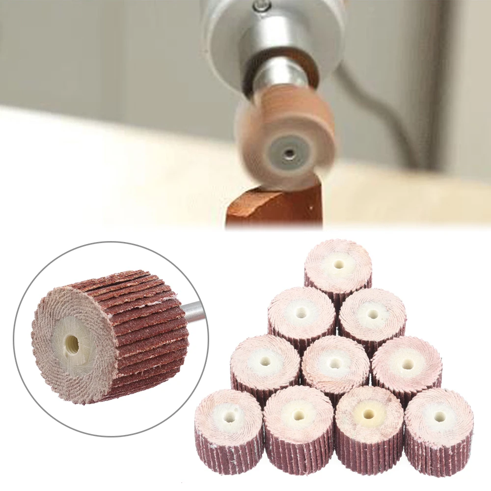 10 шт. Лоскутные колеса Песочная щетка шлифовальные диски Шлифовальная головка