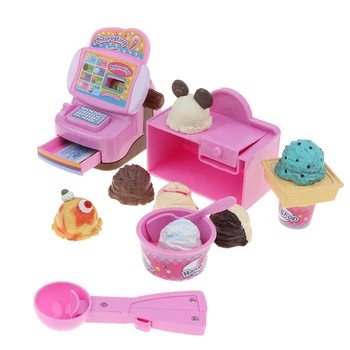 

Pretend Play Ice Cream Store, Cash Register Playset with Ice Creams and Other Accessories Educational Toy Set for Kids