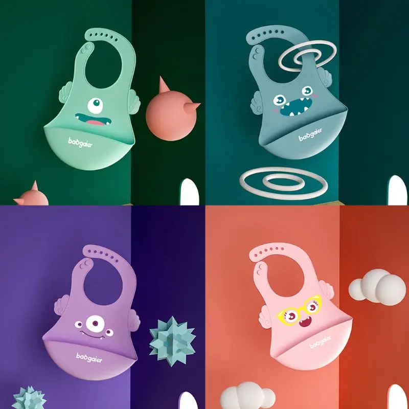 Baby Kids Feeding Bib Three-dimensional Waterproof Children Soft Silicone Cartoon Saliva Towel