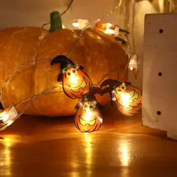 

LED Purple Cap Pumpkin Shape String Lights for Halloween Decor Battery Box Style