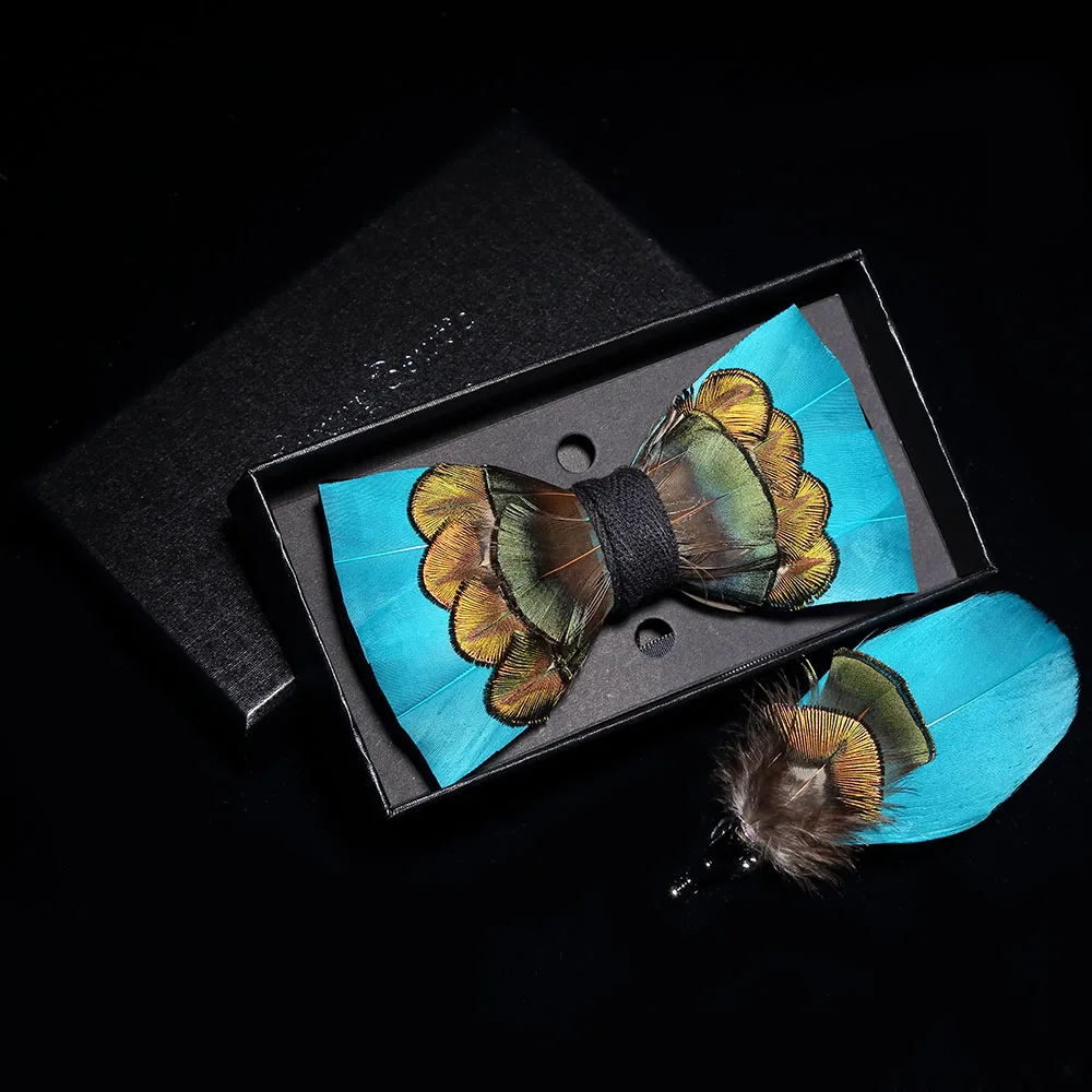 GUSLESON, дизайн, мужской галстук-бабочка ручной работы из натурального пера, качественный предварительно завязанный Галстук-бабочка для свадебной вечеринки с подарочной коробкой