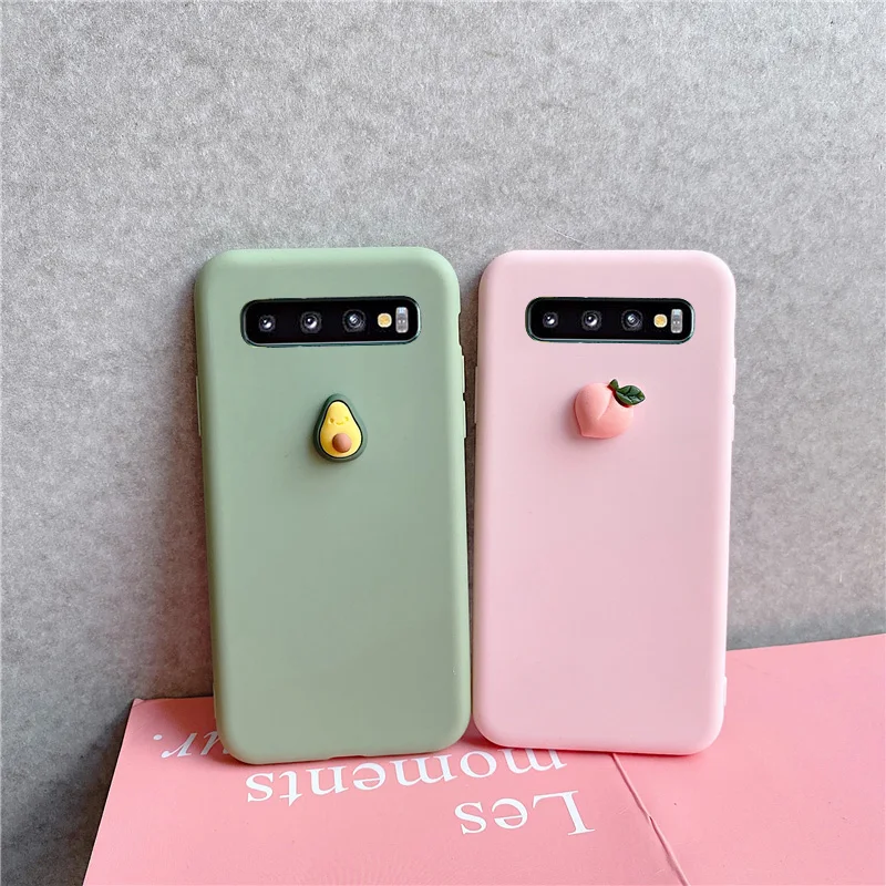 Case For Samsung Galaxy S8 S9 S10 5G Lite Plus S6 S7 Edge Soft Cover Cute 3D Fruit Silicone Peach Grape Avocado orange Cases