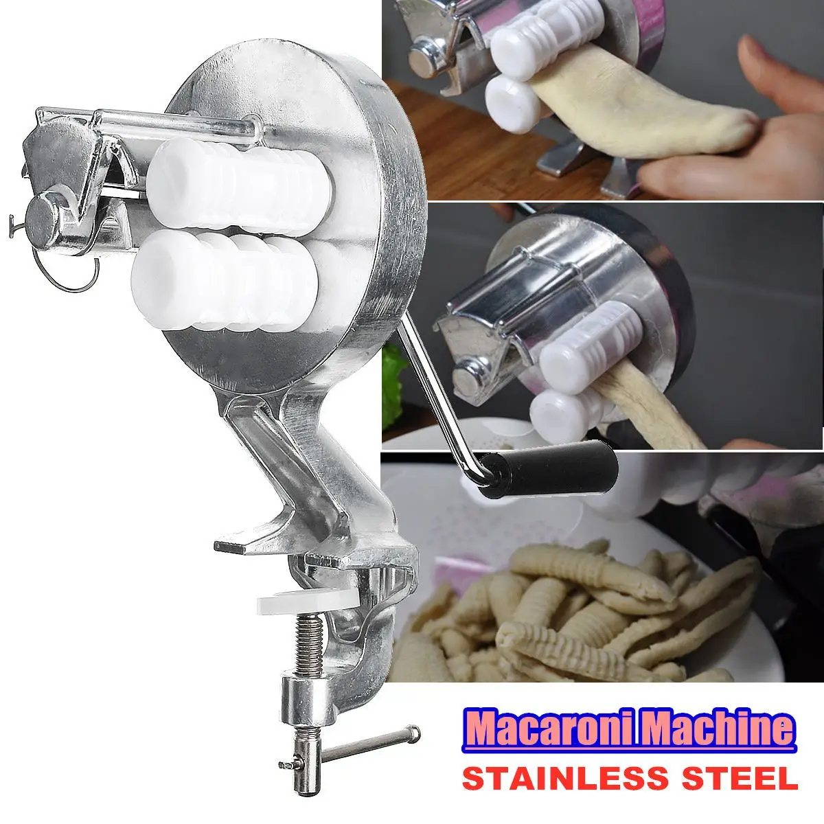 

Manual Dough Machine Noodle Maker Hand Operated Macaroni Pasta Tools Stainless Steel Hand Pressing Machine Home Kitchen Tools
