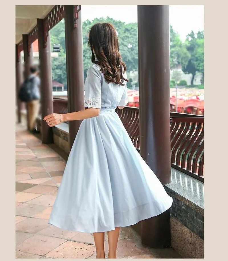 Новинка, женское китайское древнее традиционное женское платье Hanfu, современное платье ханбок династии Тан, платье консума, народное танцевальное платье феи