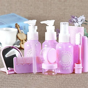 

10pcs/set Makeup Spray Bottles Kits Portable Perfume Shampoo Cream Lotion Container Travel Cosmetic Bottle Set With Pouch