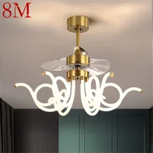 Plafonnier LED contemporain avec ventilateur intégré et télécommande, éclairage d'intérieur, luminaire décoratif de plafond, idéal pour une salle à manger ou une maison, 8M