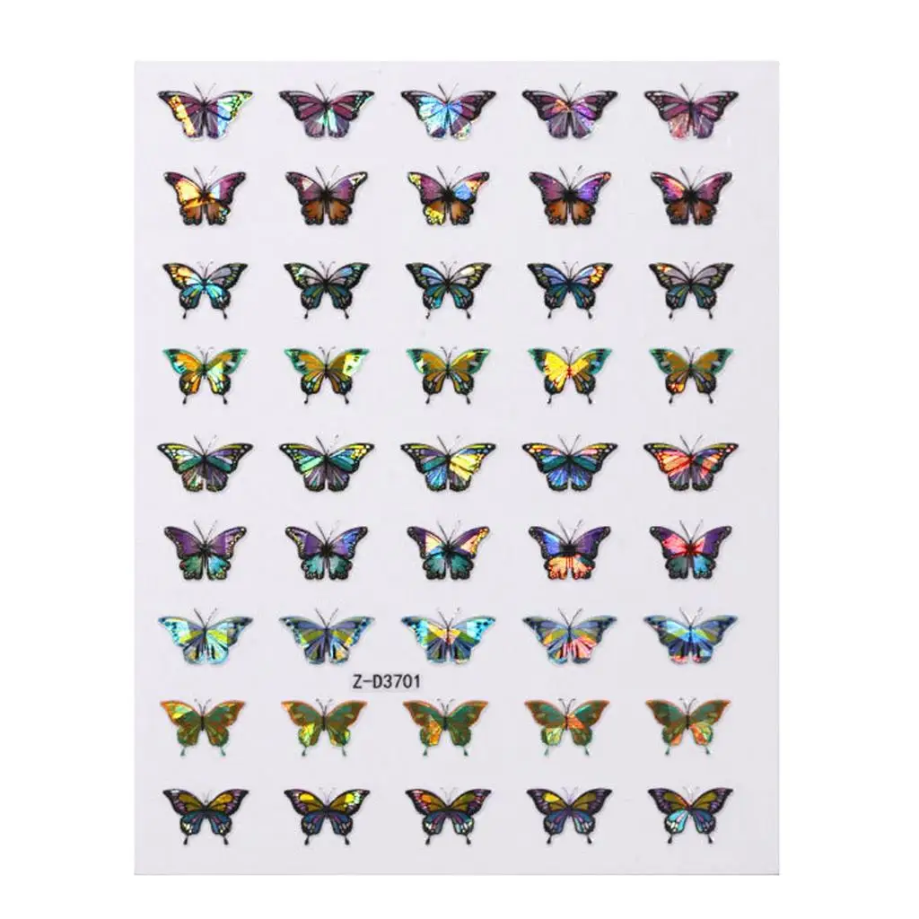 Nail Art Stickers 3D Self-Adhesive Stickers Butterfly Decals for Women Girls Kids Manicure DIY or Nail Salon, 1 Sheets