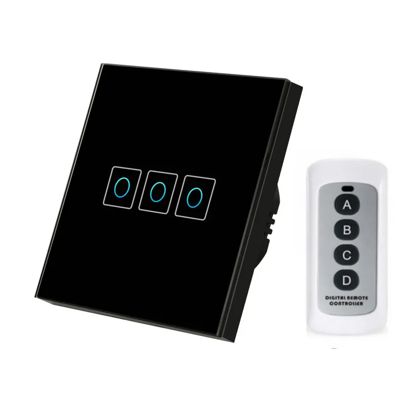 

EU Standard White Crystal Glass Panel Touch Switch AC220V Wireless Remote Control Touch Light Switch