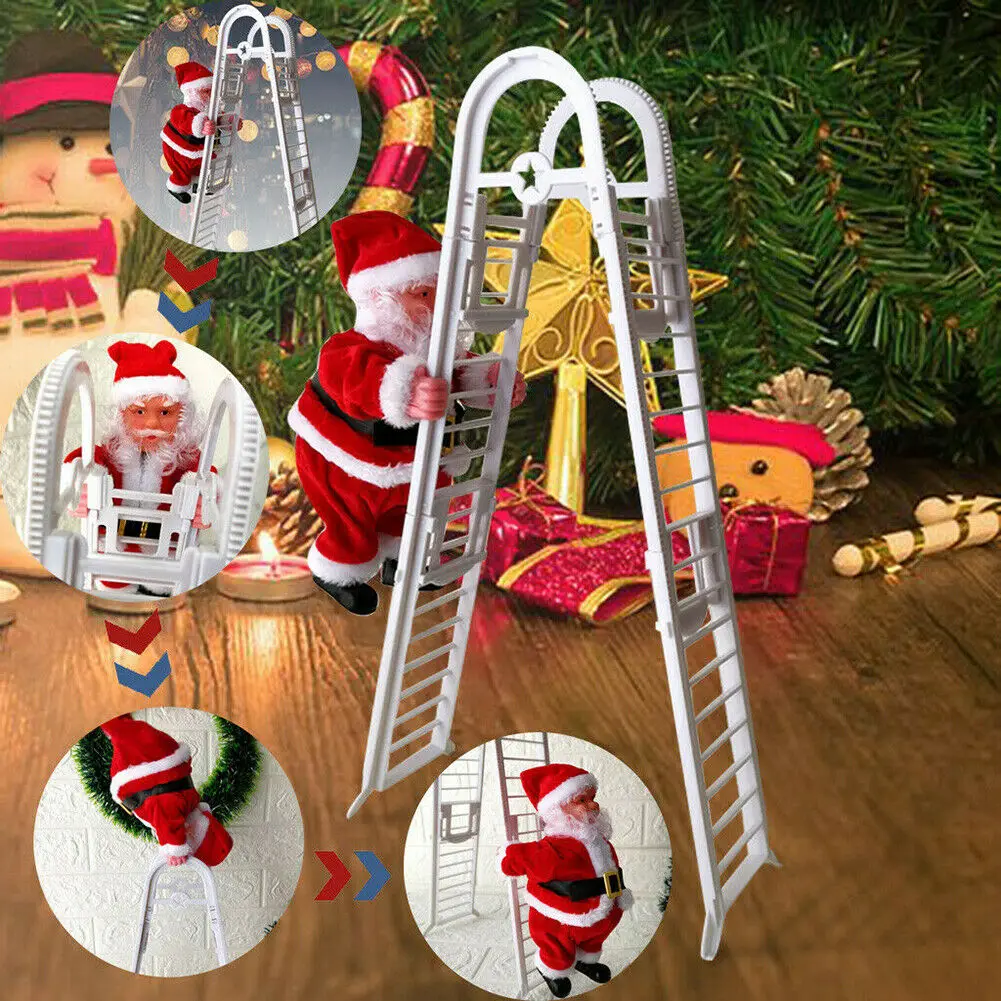 

Novel Electric Santa Claus Climbing Ladder Doll Music Kid Toy Xmas Decor Gift Shipping