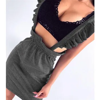 

NEW Arrival Women Hip Bodycon Strap Skirts Summer Sleeveless Ruffles Sling Mini Skirts All-Matching Solid Ladies Pencil Skirts