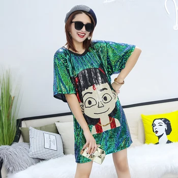 

Thailand tide brand t-shirt loose large size women's cartoon age-decreasing sparkling top 2020 spring new net red shirt