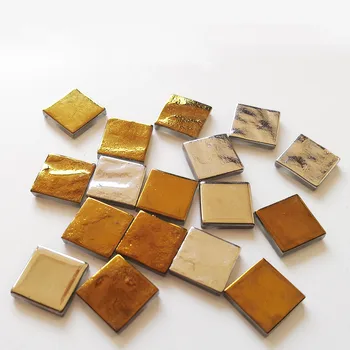 

100g Gold Silver Plating Square Glass Mosaic Tiles for DIY Crafts Mosaic Stone Making 20x20mm Mosaic Mirror Wave Tiles