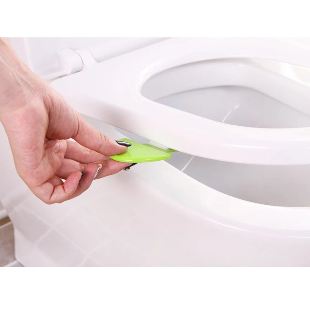 2 Pieces Plastic Avoid Touching Self Adhesive Sanitary Toilet Seat Cover Lifter Lower Lid Handle Holder for Bathroom Home Hotel