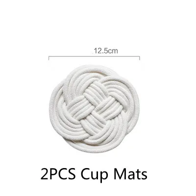 2PCS S-2 DUNXDECO стол, коврик для чашек, Круглый, натуральный, лен, хлопок, нить, узел, ткач, Горячая Изоляция, коврик, современный, простой, геометрическое искусство - Цвет: 2PCS S-2