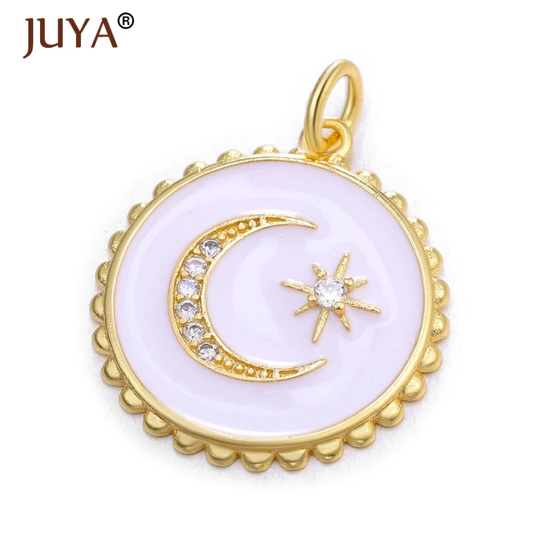 white JUYA Новые Модные Подвески для изготовления ювелирных изделий солнце/звезды/луна Эмаль Шарм Высокое качество DIY аксессуары для рукоделия - Окраска металла: white