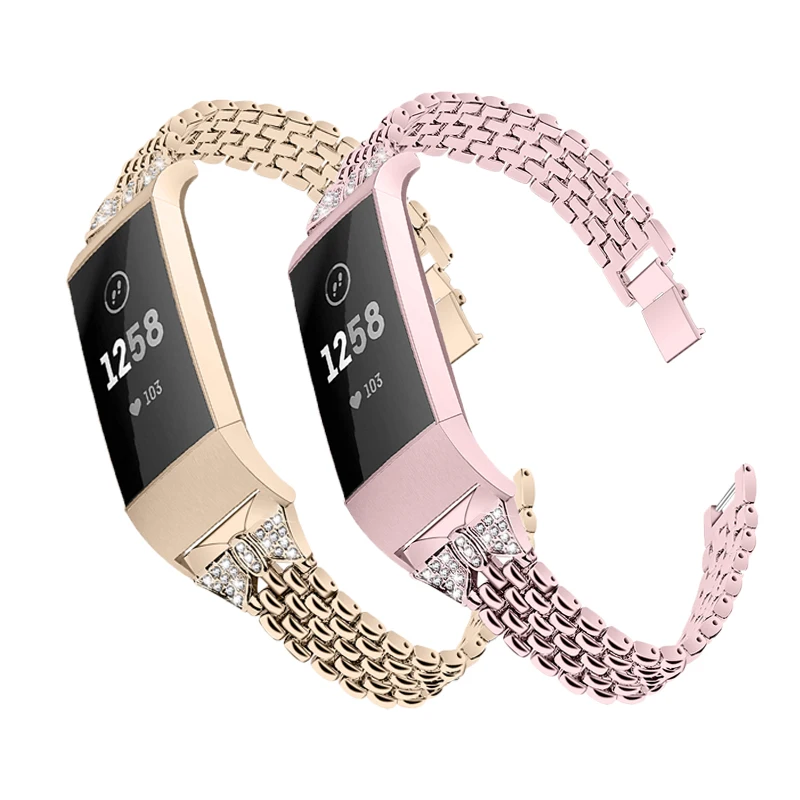 Стразы ремешок для Fitbit Charge 3 ремешка металлический из нержавеющей стали сменный Браслет fitbit charge 4