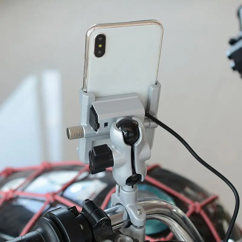 Водонепроницаемый металлический мотоцикл смартфон крепление с QC 3,0 USB быстрое зарядное устройство мотоциклетное зеркало велосипедный держатель для камеры держатель для samsung