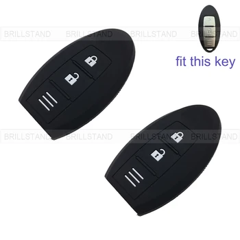 

2pcs 2 Button Silicone Car Remote Key Fob Silica Gel Holder Case Cover for Nissan Series Black