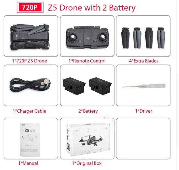 720P 2b Квадрокоптер Z5 Drone с HD 720 P/1080 P камерой Дрон с GPS 2,4G/5G Wi-Fi FPV высота удержания Следуйте за мной режим Dro vs Visuo XS812 - Цвет: 720P 2b