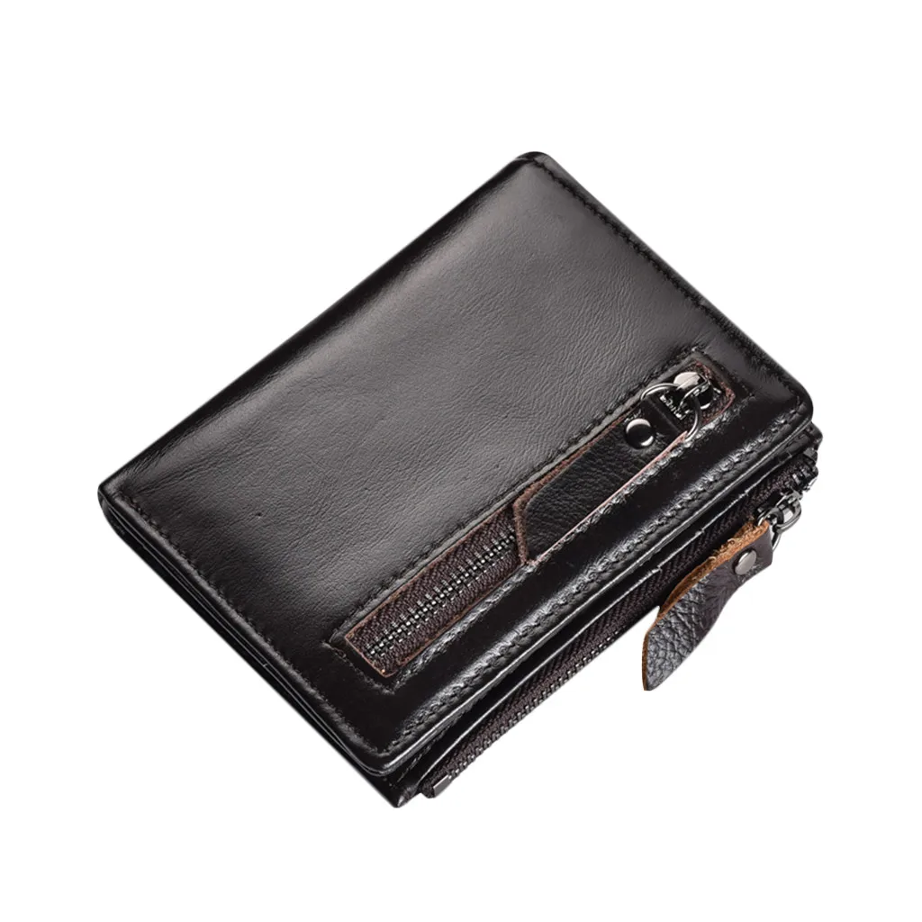 Black Men Business Multi-function Card Holder Wallet First Layer Cowhide Small Fashion Female Brand Leather Purse Tarjetero Hombre - Цвет: Black