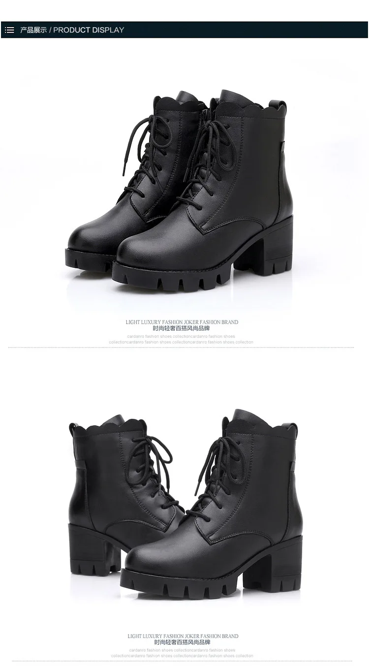 CS830 Designer boots women Keep Warm Genuine Leather High heel wool Sheepskin lining Snow boots erkek bot zapatos de mujer