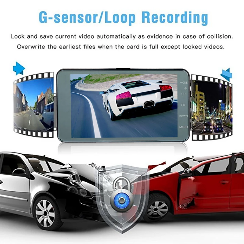 Vehemo HD1080P циклическая запись Автомобильный видеорегистратор Автомобильная приборная панель Cam прочный водительский рекордер Обнаружение движения G-Gensor Авто Вкл/Выкл DashCam