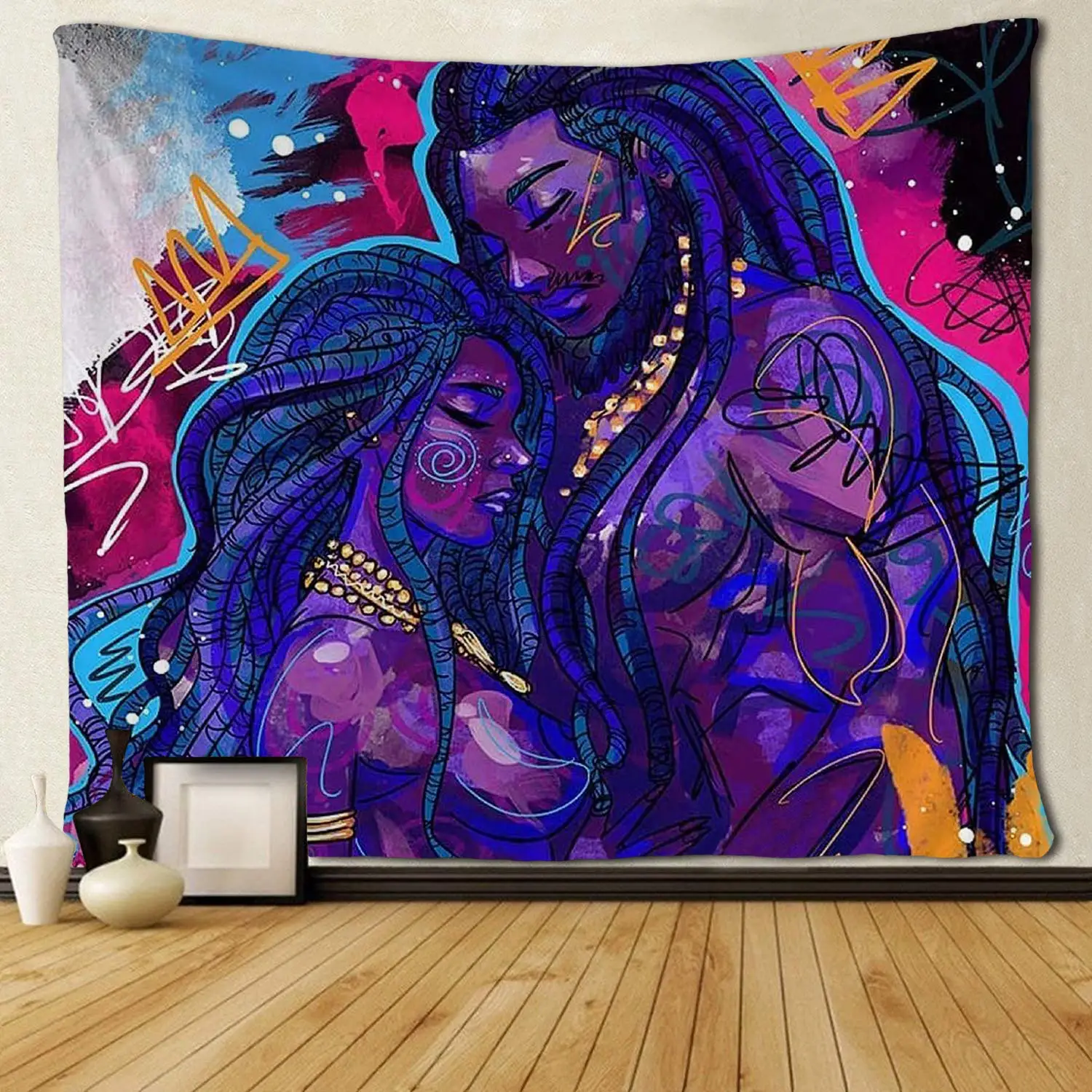 Афро-американская пара Любовник глубокая любовь гобелены хиппи-арт | Дом и сад