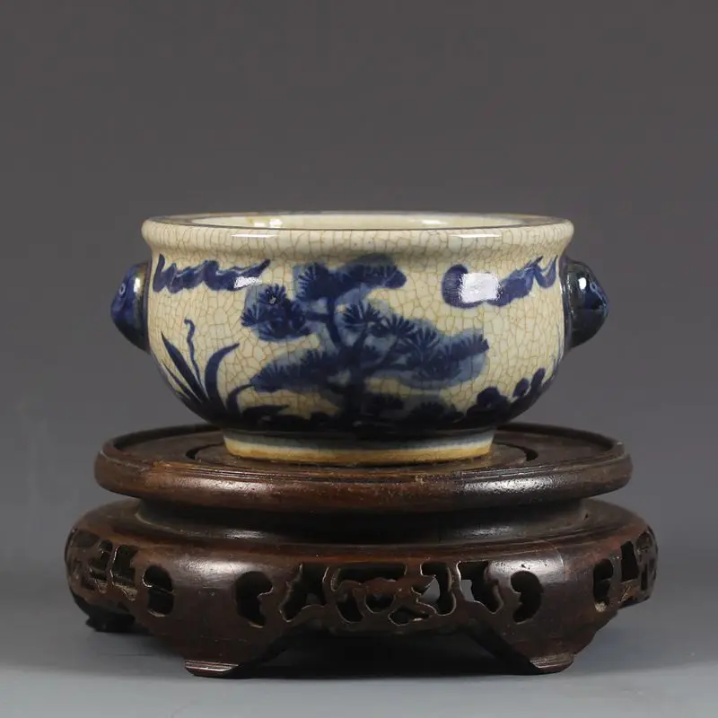 Античный Фарфор JINGDEZHEN династии Мин синий и белый узоры персонажа картина благовония печи