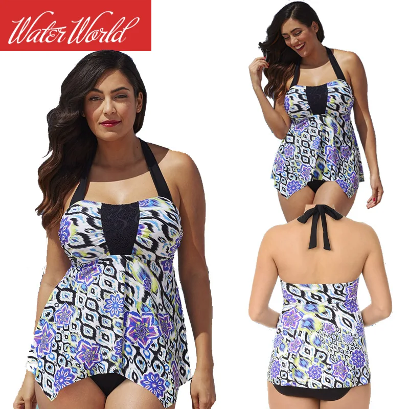 

2019 New Style Europe And America Split Skirt-Two-Piece Set Large Size Bathing Suit Sexy Bikini Tankini