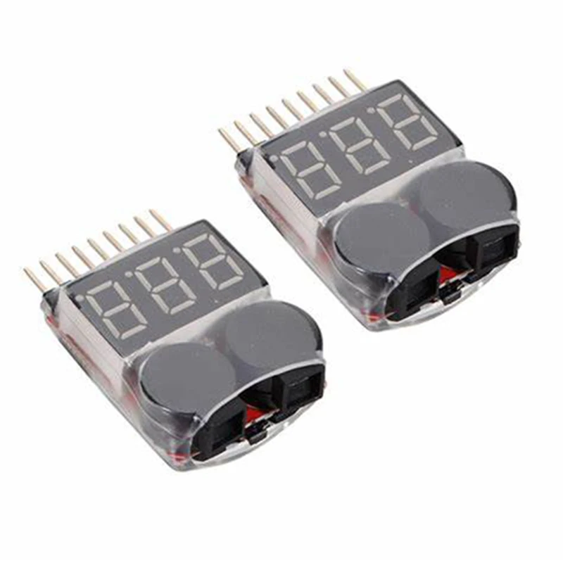 

1S-8S Low Voltage Buzzer Alarm Lipo Li-ion Fe Battery Voltage 2in1 Indicator Tester For RC Car Boat Buzzers 3.7-30V Dual Speaker