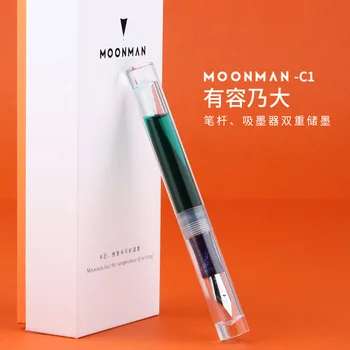 

NEW Moonman C1 Dropper Fountain Pen Fully Transparent F Nib with Converter Large-Capacity Ink Storing Fashion Gift Pen
