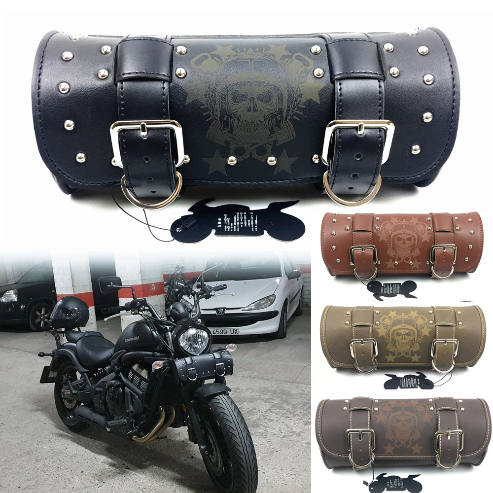 Full Grain Cowhide Leather Motorcycle Motorbike Tool Roll Saddle Bag T10 