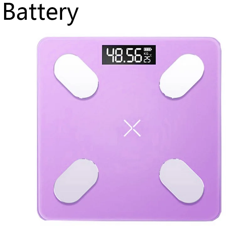 Battery Смарт-весы для жировых отложений, напольный, научный, умный, электронный, светодиодный, цифровой, для измерения веса, баланс, Bluetooth, приложение для Android или IOS - Цвет: Battery