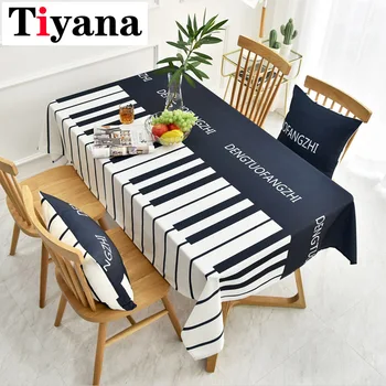 

Piano Design Tablecloth Black and White Striped Personality Tea Table cloth Coffee Table Mat Cover Decor For Dining Desk JK333X