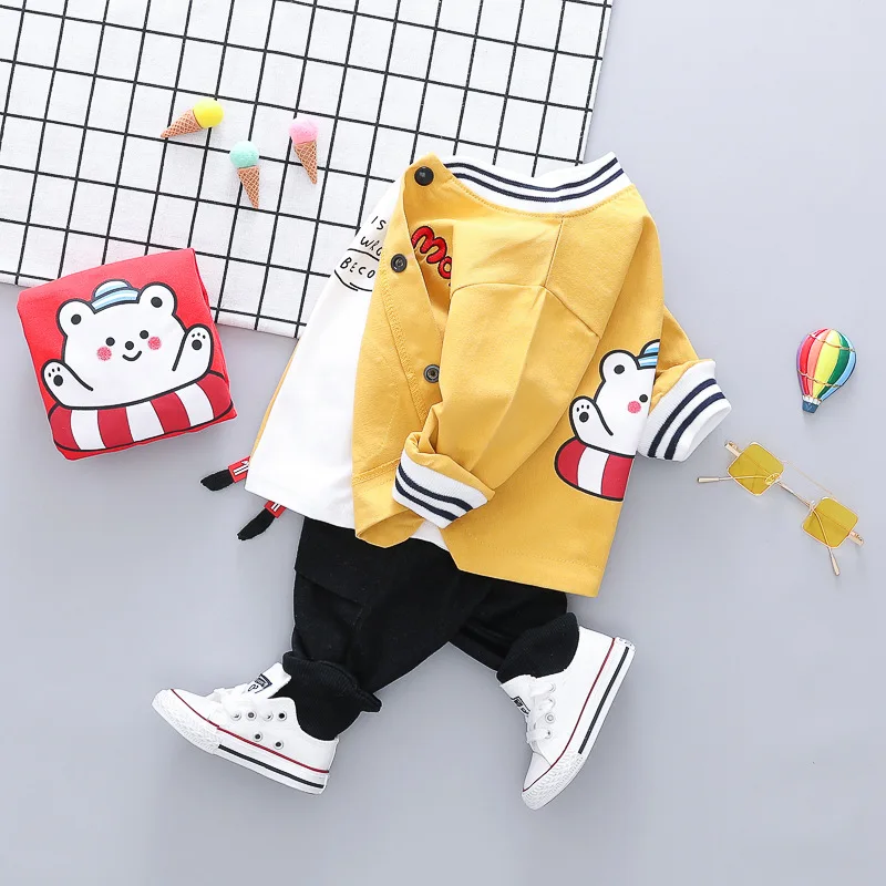 

Bebek Real Cotton Casual Full Newborn Clothes New Korean Boys'autumn Suit, Boys' Sports Westernized Open-top, Three-piece 2019