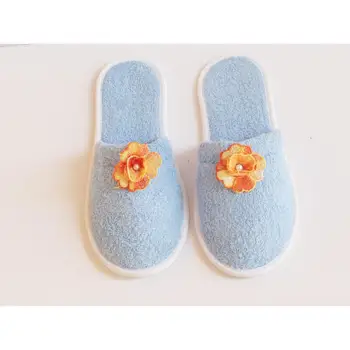 

With Pearl Orange Rose Pattern Slippers Blue