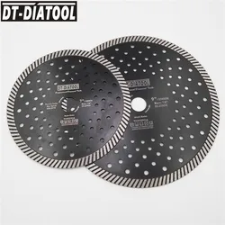 DT-DIATOOL 2pcs/pk Diamond Narrow Turbo Multi Hole cutting Disc Circular Saw Blade for Granite Marble Dia 180mm+230mm