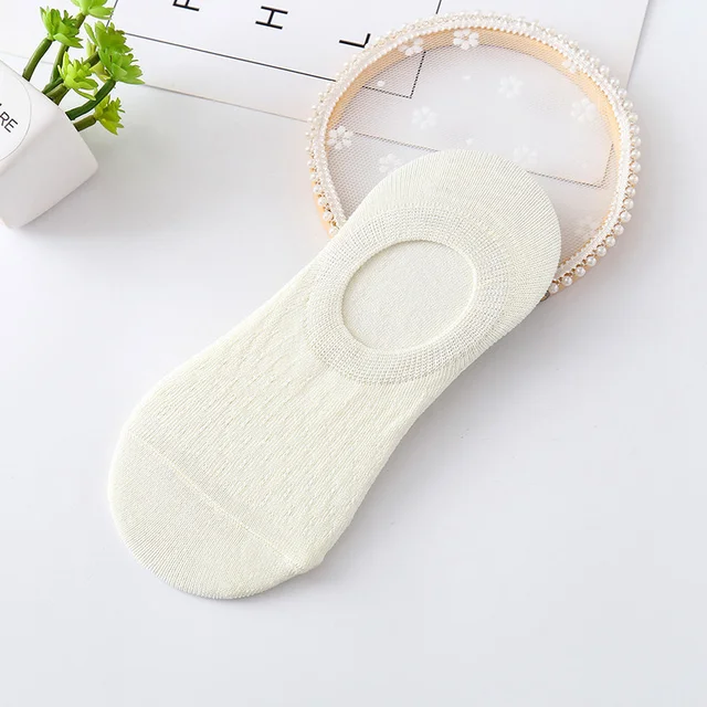 5 Pairs Of Ladies Silicone Non-slip Breathable Invisible Pure Cotton Solid Color Ankle Boots Socks Women Soft Slippers Socks 5Pairs
