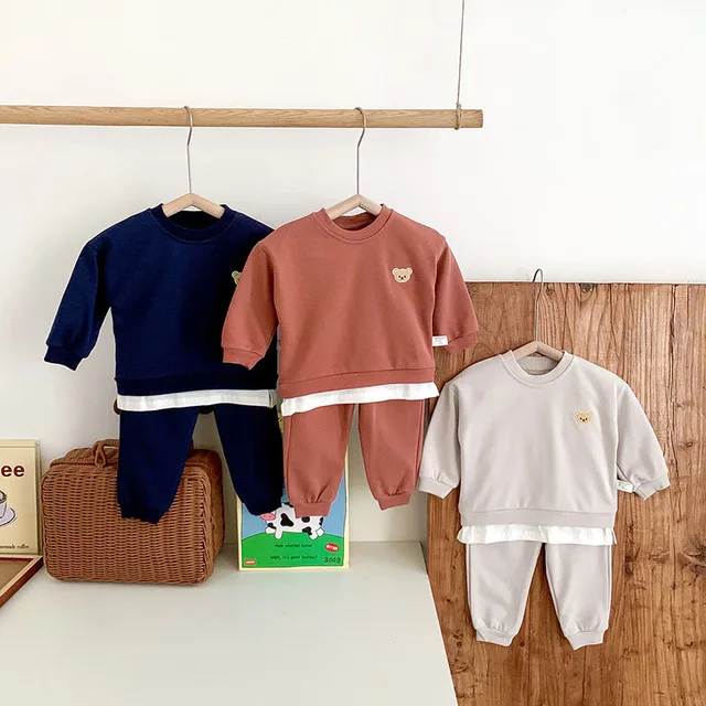 MILANCEL 2022 Baby Clothes Set Bear Embroidery Hoodies And Pants 2 Pcs Spring Boys Sweatshirt Suit 3
