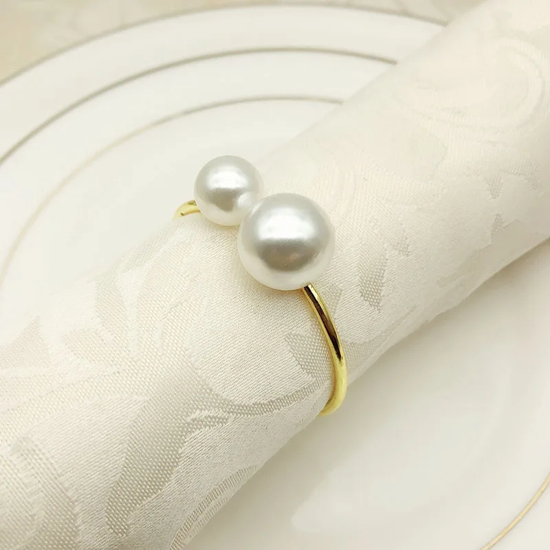 6/12pcs Creative Metal Pearl Napkin Ring Buckle Toast Button Ring Simple Home Restaurant Hotel Table Decoration Accessories