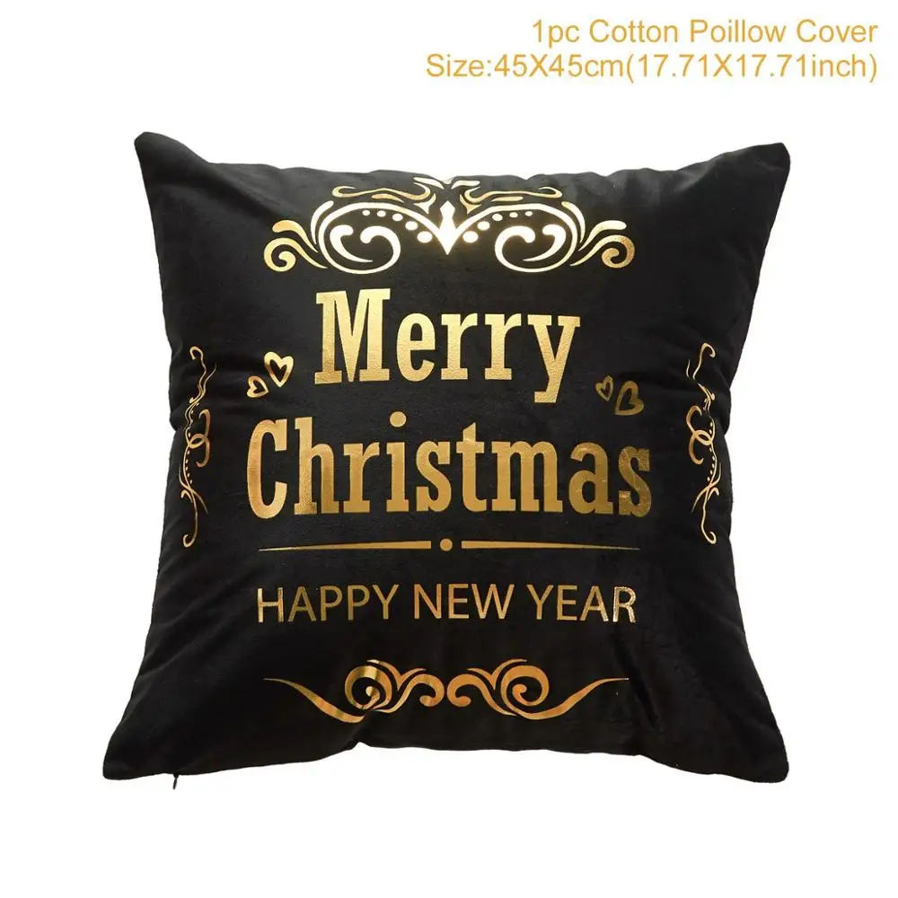 Xmas Pillowcase 8 Рождественская наволочка из хлопка зеленого и черного цвета с горячей штамповкой, Рождественский Декор для дома, декор для рождественской вечеринки, Новогодняя - Цвет: Xmas Pillowcase 8
