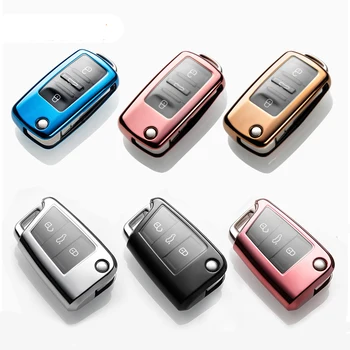 

TPU Car key Cover Case Car Key Bag Fit for VW Volkswagen Skoda Golf7 Polo Tiguan Passat Jetta MK5 MK6 T5 Beetle Accessories 2017