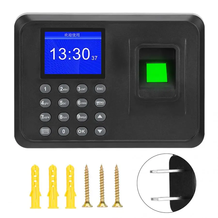 2.4in экран биометрический отпечаток пальца пароль посещаемость машина Время часы рекордер 110-240 В