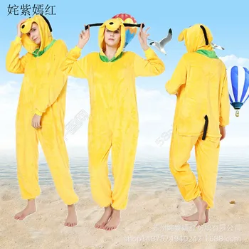 

Flannel Small Yellow Dog Goofy New Style Spring Autumn Winter Animal Cartoon One-piece Pajama Thick