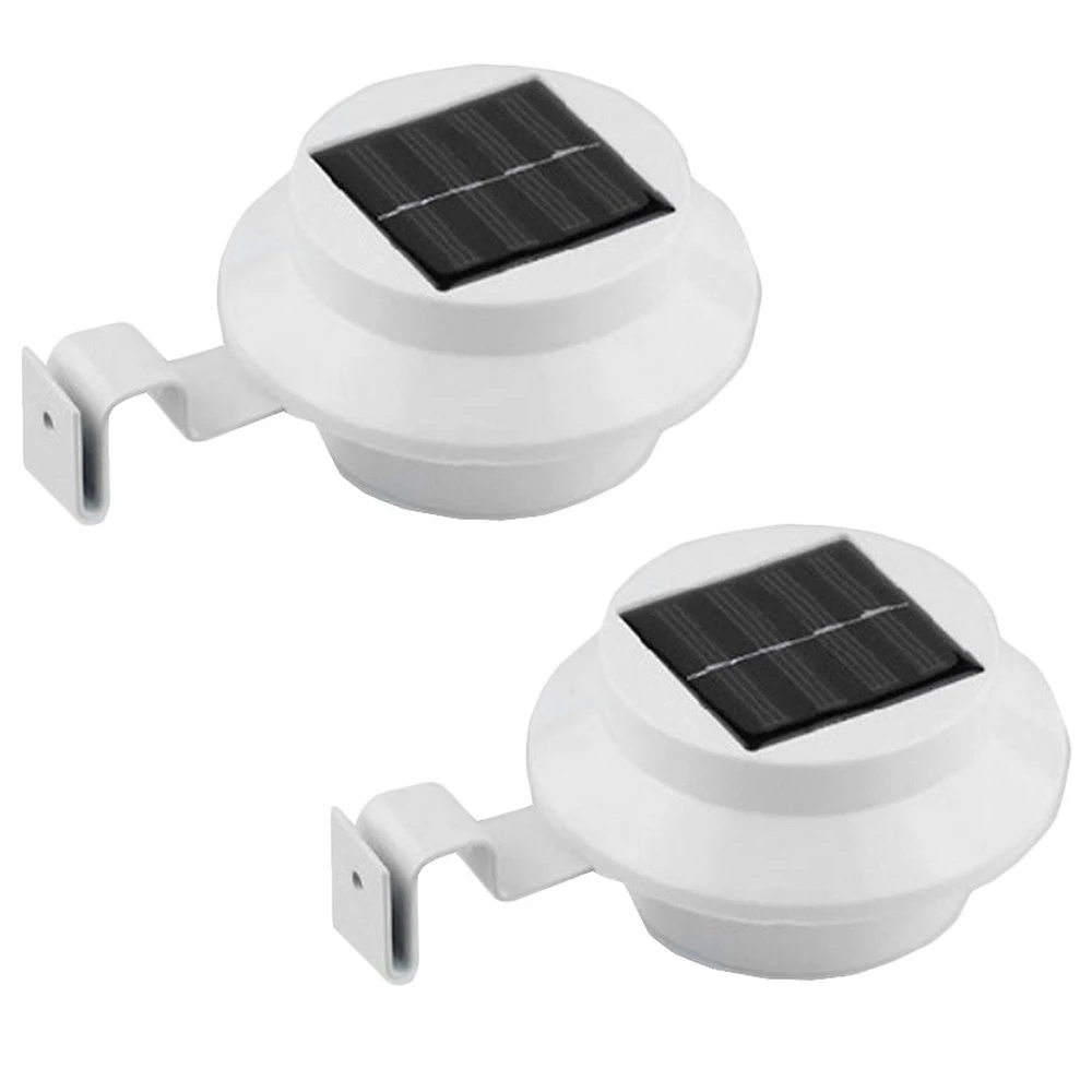 

2 PACK Outdoor Solar LED Wall Light Gutter Light Smart Night Lamp High Brightness Waterproof 3 LED Driveway Garden Patio Roof