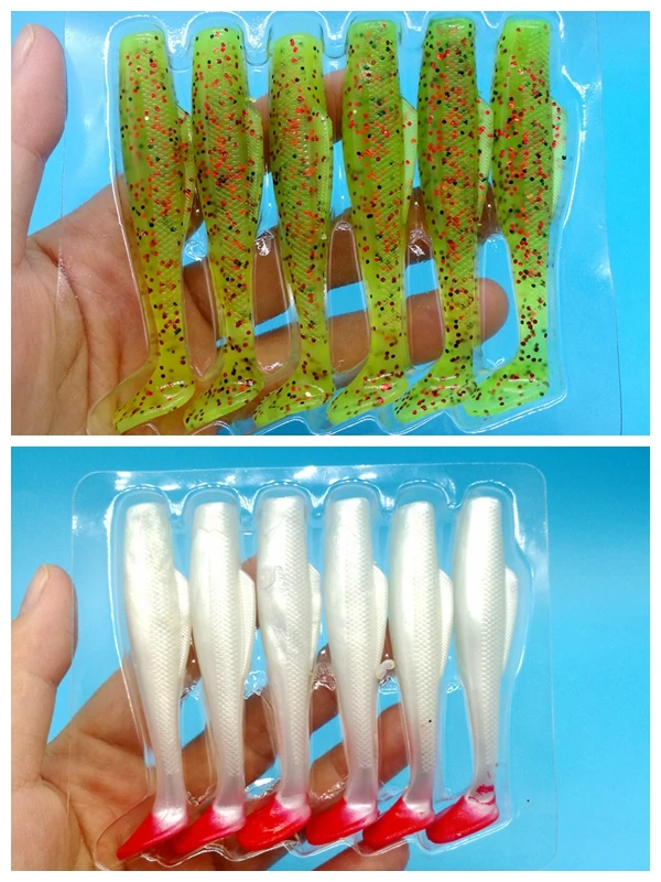 BD HOOFISH 12PCS/LOT Pesca Floating water jig Easy Shiner Fishing Lures4.5g/75mm 7colors Jigging Soft Baits T-tail isca bait - Цвет: BD