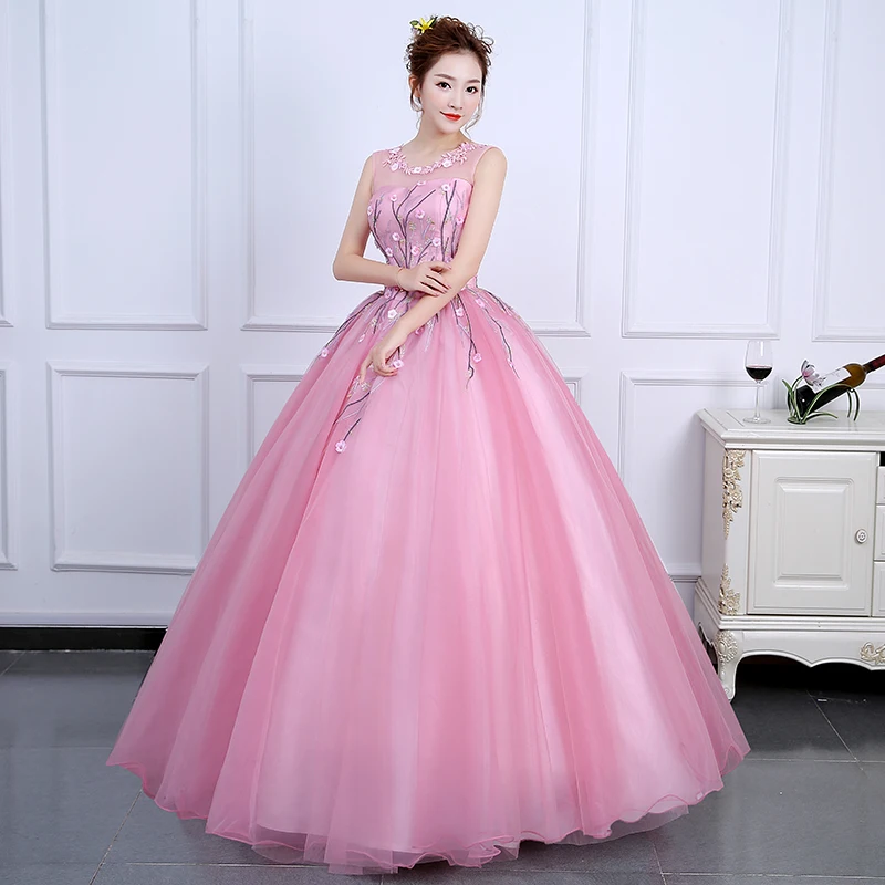 Розовые платья Quinceanera без рукавов бальное платье цветок ремень Тюль сладкий 16 вечерние специальное вечернее платье ходить рядом с вами